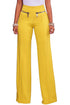 Sexy Yellow Gold Zipper Detail High Waist Palazzo Pants